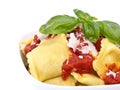 Bowl with Raviolis isolated on white Royalty Free Stock Photo