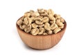 Bowl of Raw Green Coffee Beans on a White Background Royalty Free Stock Photo