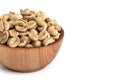 Bowl of Raw Green Coffee Beans on a White Background Royalty Free Stock Photo