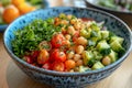 Bowl of ready to eat vegan salad. Royalty Free Stock Photo