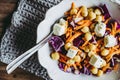 Bowl of red cabbage carrots chickpeas and diced cheese Royalty Free Stock Photo