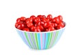 Bowl of red cherries isolated on white