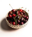 Bowl with red cherries