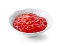 Bowl of red hot chili pepper sauce Royalty Free Stock Photo