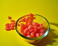 A bowl of red jellybeans Royalty Free Stock Photo
