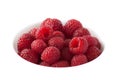 A bowl of red raspberries on a white background Royalty Free Stock Photo