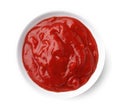 Bowl with red sauce isolated on white Royalty Free Stock Photo