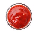 Bowl with red sauce isolated on white Royalty Free Stock Photo