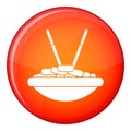 Bowl of rice with chopsticks icon, flat style Royalty Free Stock Photo