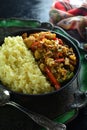 Wok Meat and Vegetable Stir Fry with Rice Royalty Free Stock Photo