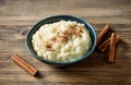Bowl of rice milk pudding Royalty Free Stock Photo