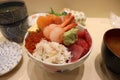 Bowl of rice topped with sashimi Kaisendon Royalty Free Stock Photo