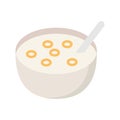 Bowl of ring cereals or cheerios with of milk. Healthy and wholesome breakfast