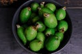 Bowl of ripe feijoa fruit. Royalty Free Stock Photo