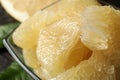 Bowl with ripe pomelo fruit slices, close up Royalty Free Stock Photo