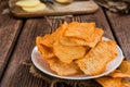 Bowl with rippled Potato Chips Royalty Free Stock Photo