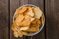 Bowl with rippled Potato Chips Royalty Free Stock Photo