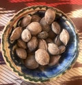 A bowl of roasted apricot pits in Uzbekistan