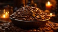 Bowl of roasted aromatic Robusta Arabica coffee Royalty Free Stock Photo