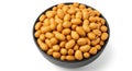 Bowl of roasted peanuts overhead view Royalty Free Stock Photo