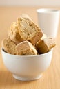 Bowl of rusks with a mug of coffee Royalty Free Stock Photo