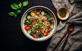 Bowl of Salad With Tomatoes, Cucumbers, and Sprouts