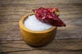 Bowl of salt and chilli Royalty Free Stock Photo