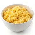 Bowl of scrambled eggs isolated on white background Royalty Free Stock Photo