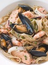 Bowl of Seafood Tagliatelle Royalty Free Stock Photo