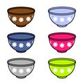 Bowl set with camomiles , vector illustration isolated on white. Royalty Free Stock Photo