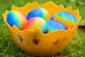 Bowl with colored Easter eggs