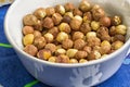 Bowl of shelled hazelnuts