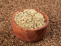 Bowl of shelled hemp seeds Royalty Free Stock Photo