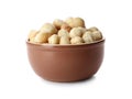 Bowl with shelled organic Macadamia nuts Royalty Free Stock Photo
