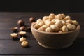 Bowl with shelled organic Macadamia nuts Royalty Free Stock Photo