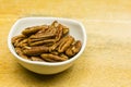 Bowl with shelled pecan nuts. Royalty Free Stock Photo