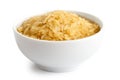 Bowl of short grain parboiled rice. Royalty Free Stock Photo