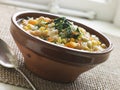 Bowl of Silverbeet and Chickpea Broth Royalty Free Stock Photo