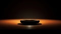 A bowl sitting on a table in the middle of some light, AI