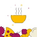 Bowl, soup filled line icon, simple vector illustration