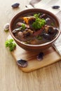 Bowl of soup with kidney beans and mushrooms Royalty Free Stock Photo