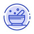 Bowl, Soup, Science Blue Dotted Line Line Icon