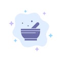 Bowl, Soup, Science Blue Icon on Abstract Cloud Background