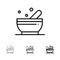 Bowl, Soup, Science Bold and thin black line icon set