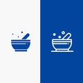 Bowl, Soup, Science Line and Glyph Solid icon Blue banner Line and Glyph Solid icon Blue banner