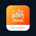 Bowl, Soup, Science Mobile App Button. Android and IOS Line Version
