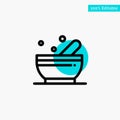 Bowl, Soup, Science turquoise highlight circle point Vector icon