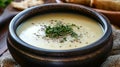 A bowl of soup with a sprinkle of parsley on top Royalty Free Stock Photo