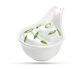 Bowl of sour cream isolated on white Royalty Free Stock Photo