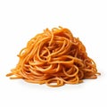 Vibrant Orange Noodles On White Background Royalty Free Stock Photo